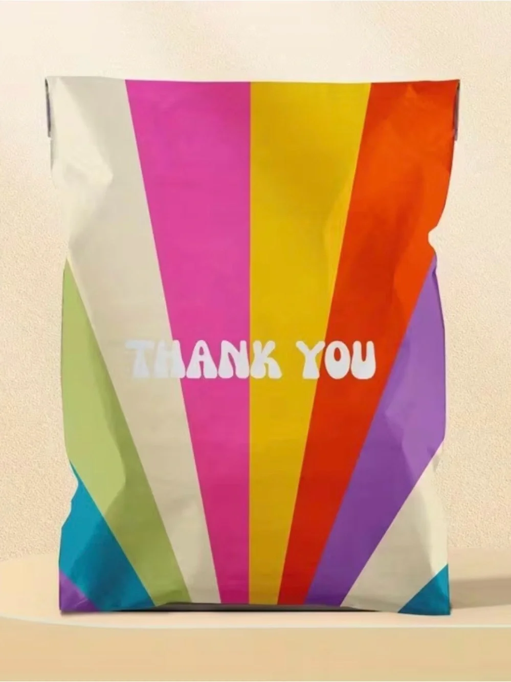 Oududianzi 'THANK YOU' Poly Mailer Bags 10×13 Retro Rainbow Shipping Bags